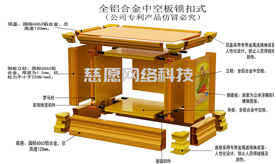 铝合金骨灰架的组合架构
